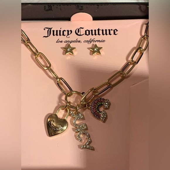 NEW JUICY COUTURE EARRINGS NECKLACE SET - Picture 2 of 5